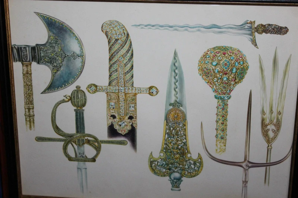 HISTORICKÉ ZBRANĚ, RUČNÍ MALBA, OBRAZ