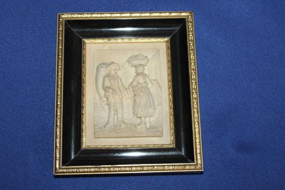 MINIATURA, VYŘEZANÝ OBRAZ DO KAMENE, sig. C. J. BAHER?