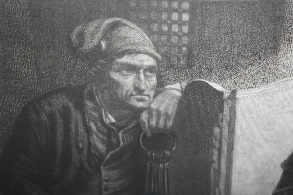 VELKÁ STAROŽITNÁ LITOGRAFIE, MARIE ANTOINETTE, OBRAZ