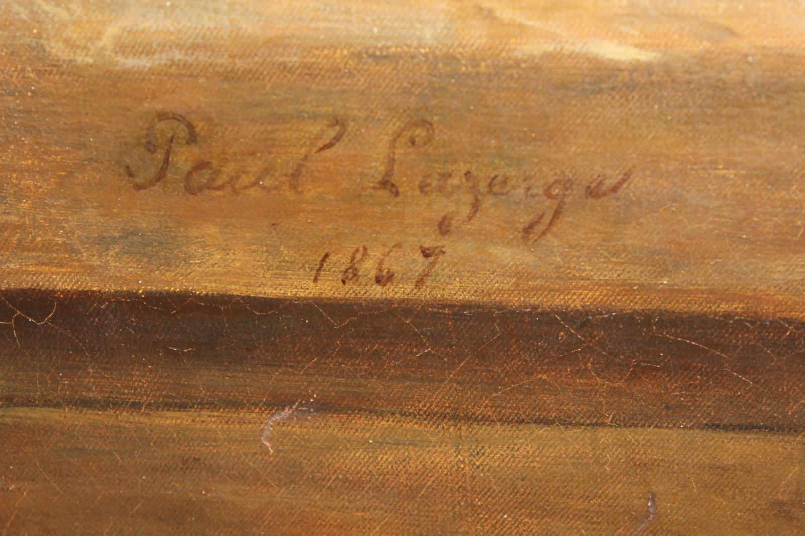 VELKÝ STAROŽITNÝ OBRAZ, SIG. PAUL LAGERGE, R. 1867