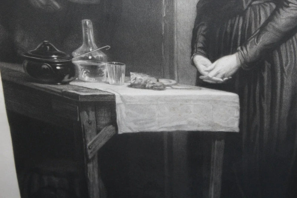 VELKÁ STAROŽITNÁ LITOGRAFIE, MARIE ANTOINETTE, OBRAZ