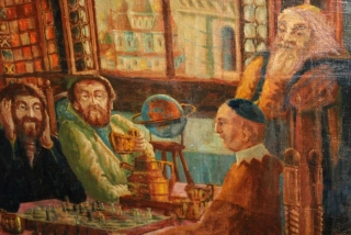 HRÁČI ŠACHU, STAROŽITNÝ OBRAZ
