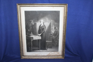 VELKÁ STAROŽITNÁ LITOGRAFIE, MARIE ANTOINETTE, OBRAZ