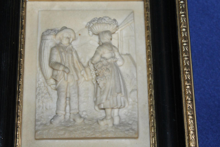 MINIATURA, VYŘEZANÝ OBRAZ DO KAMENE, sig. C. J. BAHER?