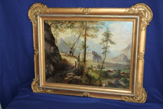 STAROŽITNÝ OBRAZ, ALPY, SIG. BENO